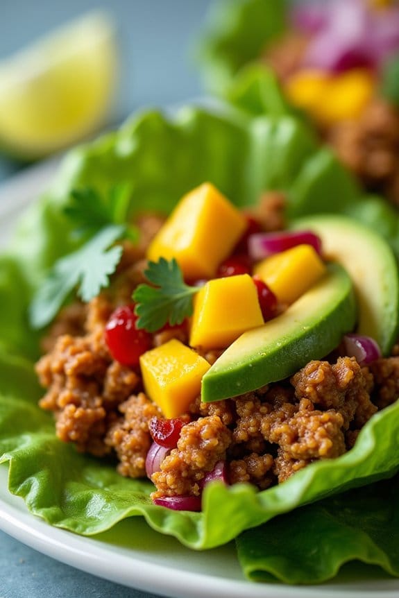 mango avocado chicken wraps