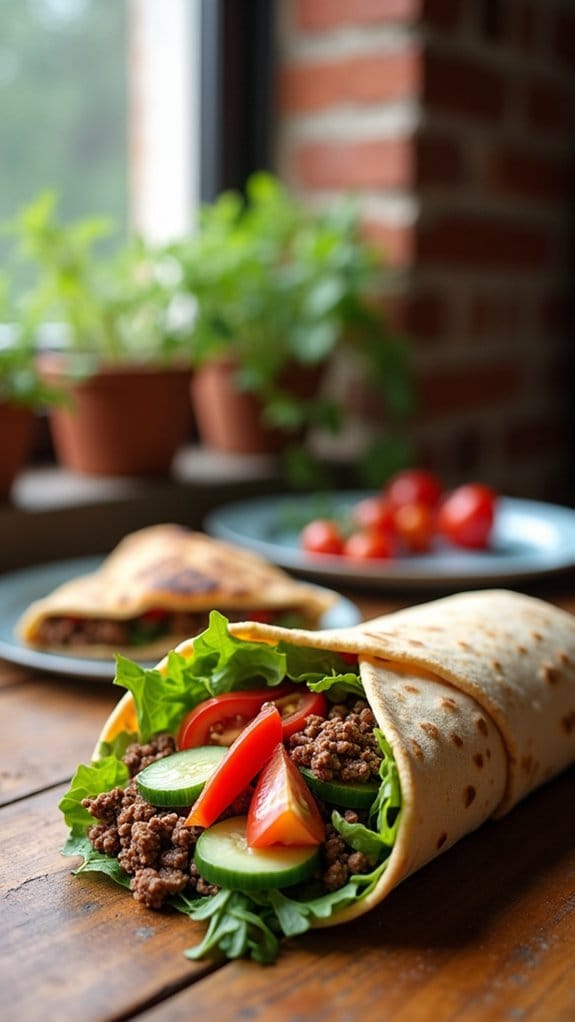 mediterranean beef hummus wraps