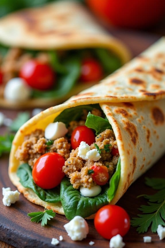mediterranean chicken breakfast wraps