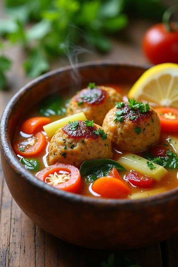 mediterranean chicken meatball soup