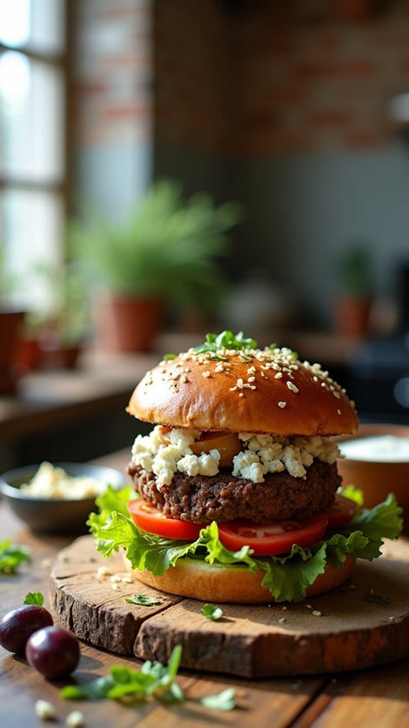mediterranean flavor packed burger