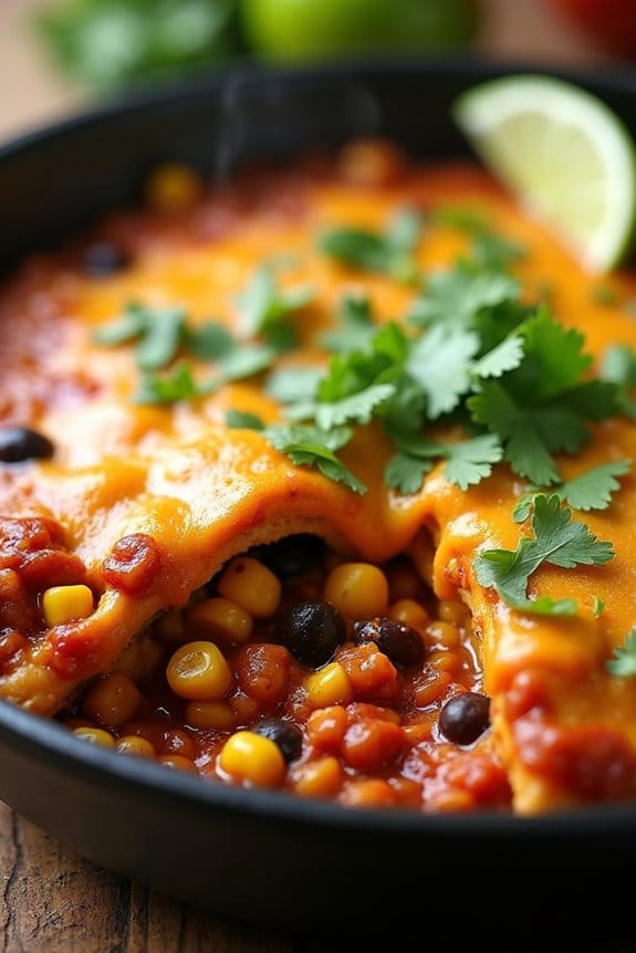 one pan chicken enchiladas skillet