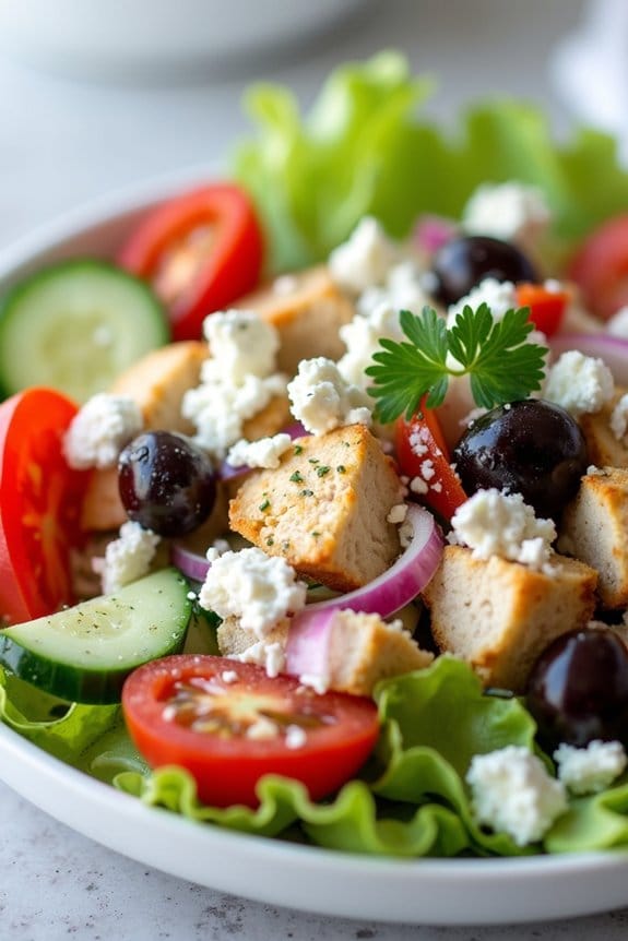 protein packed greek chicken salad