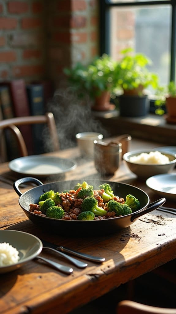 quick beef and broccoli skillet