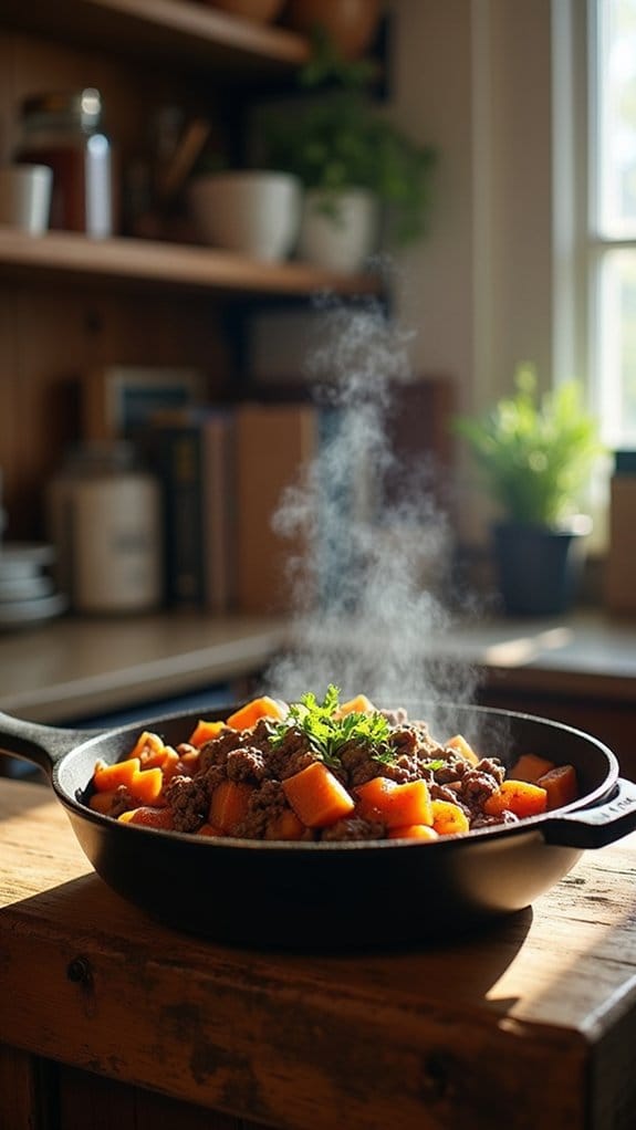 quick beef and sweet potatoes