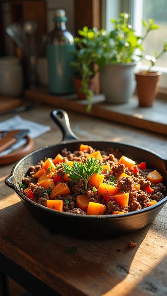 savory beef and sweet potatoes