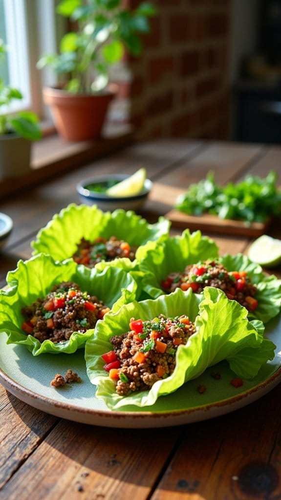 savory beef in lettuce