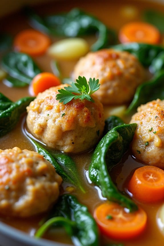 savory chicken meatball soup