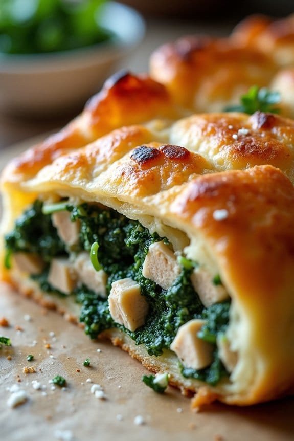 savory chicken spinach pastry