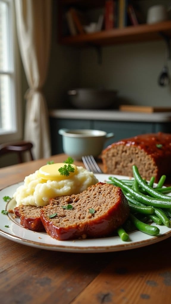 savory meatloaf creamy potatoes