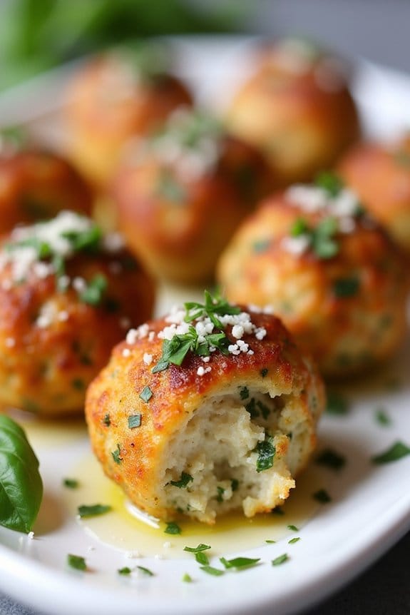 savory parmesan pesto meatballs