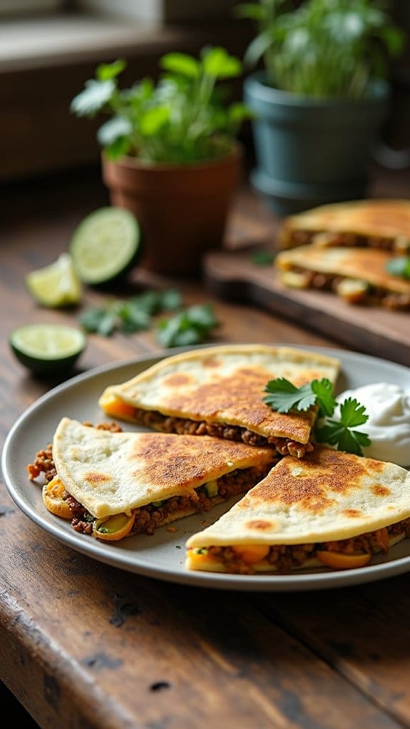 savory zucchini beef quesadillas