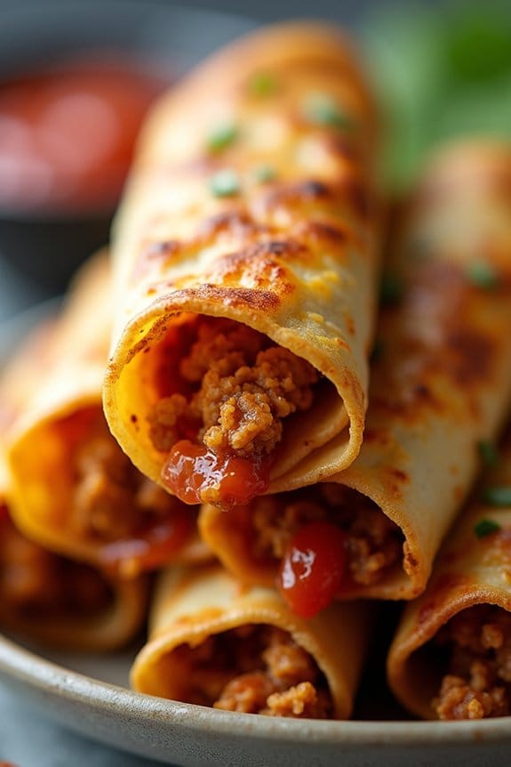 spicy baked chicken taquitos