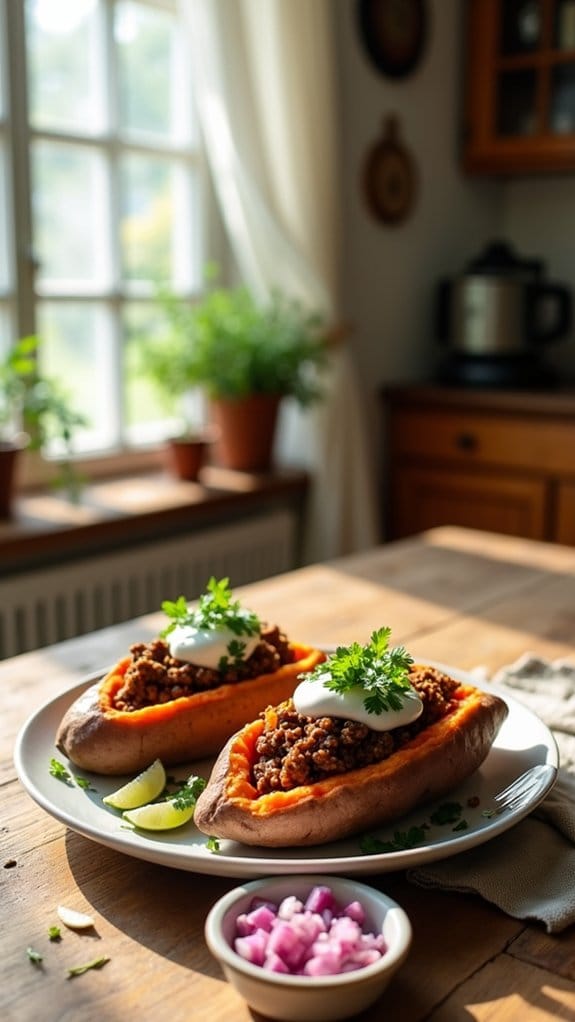spicy beef stuffed potatoes