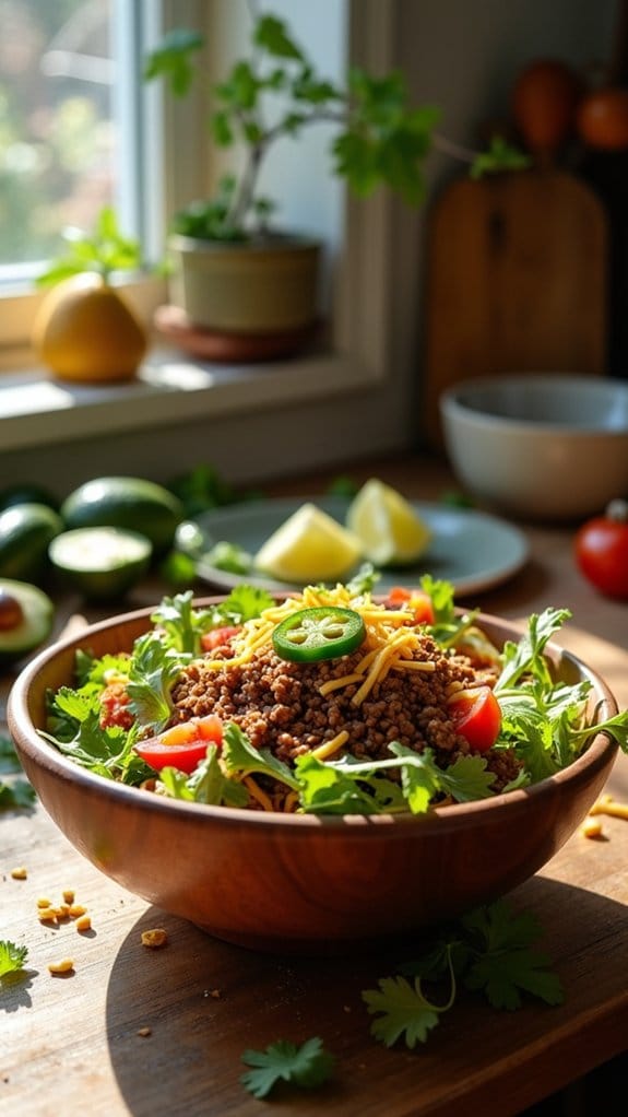 spicy beef taco salad