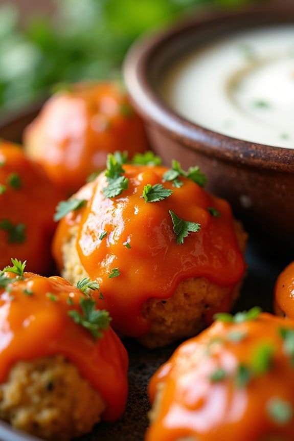 spicy buffalo chicken meatballs