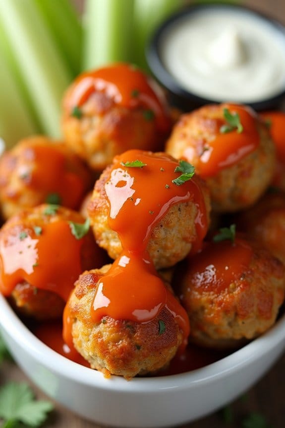 spicy buffalo chicken meatballs