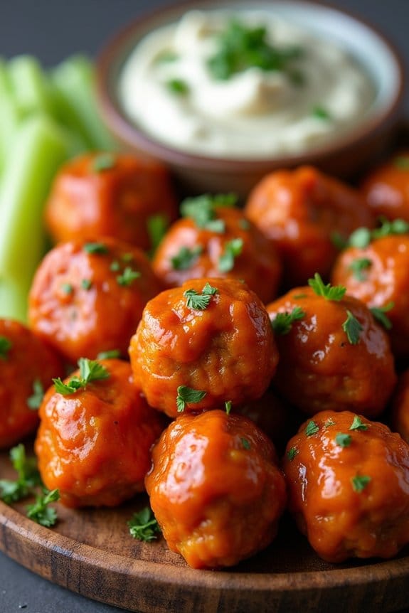 spicy buffalo chicken meatballs