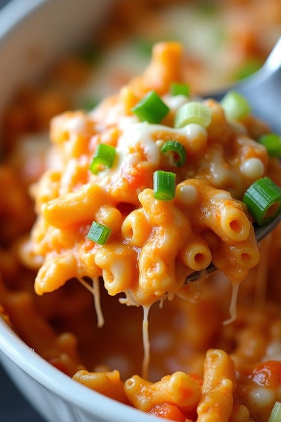 spicy buffalo chicken pasta bake