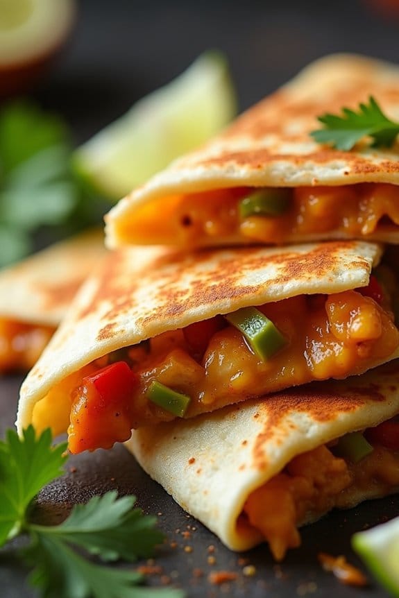 spicy cheesy chicken quesadillas