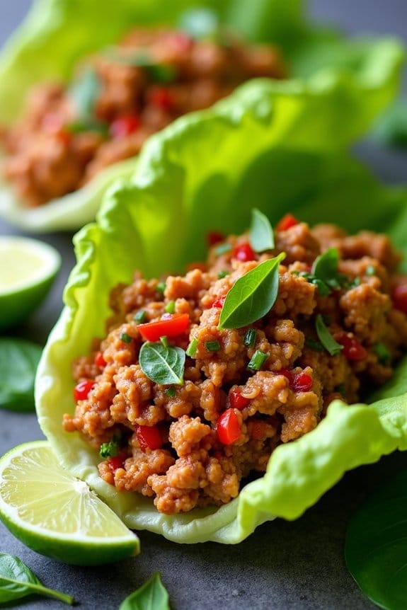 spicy thai basil chicken wraps