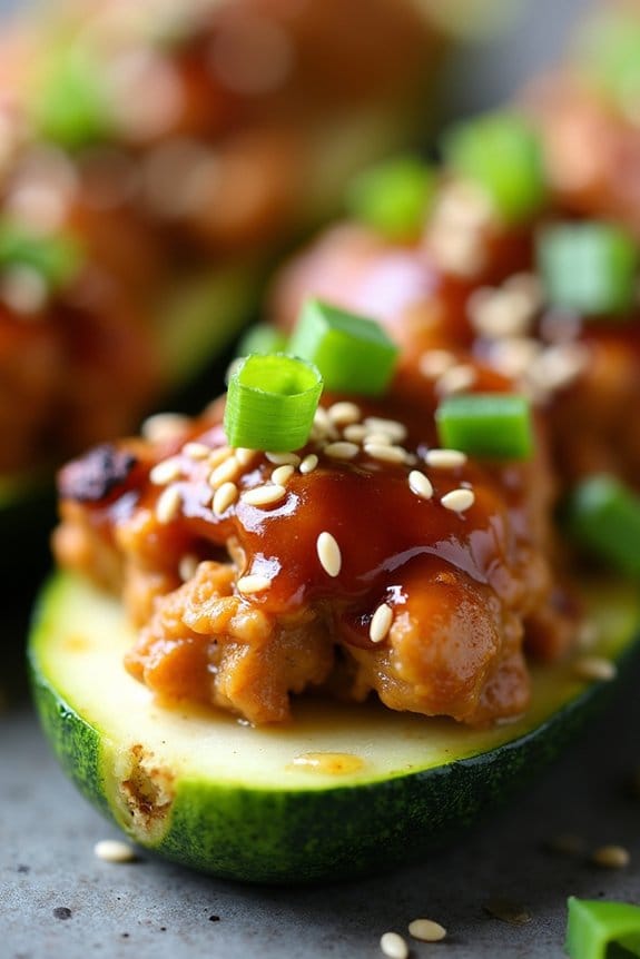 teriyaki chicken stuffed zucchinis
