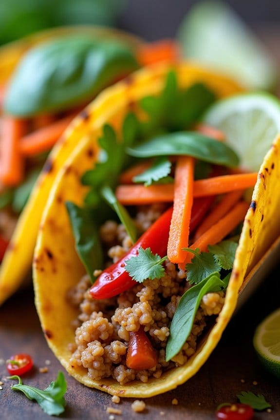 thai basil chicken tacos
