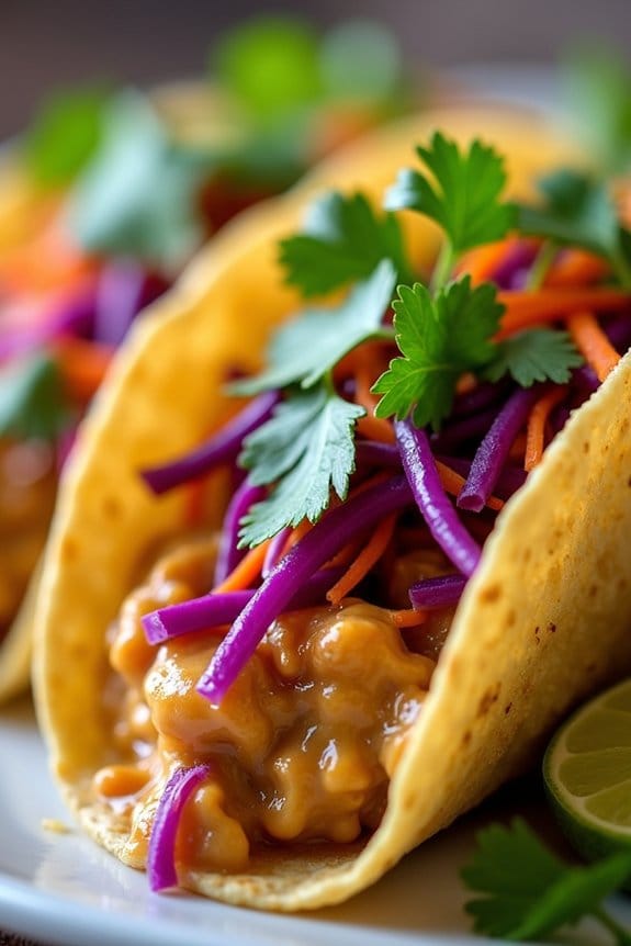 thai peanut chicken tacos