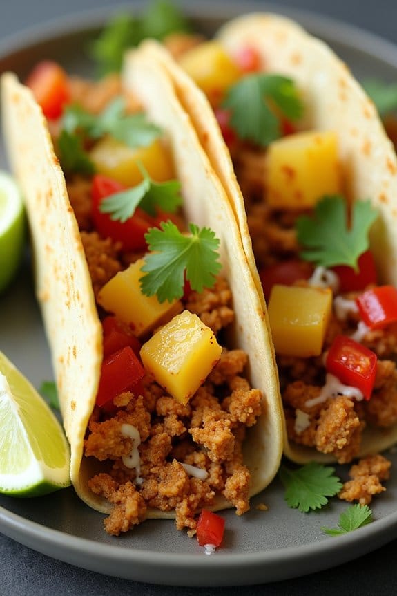 tropical pineapple chicken tacos