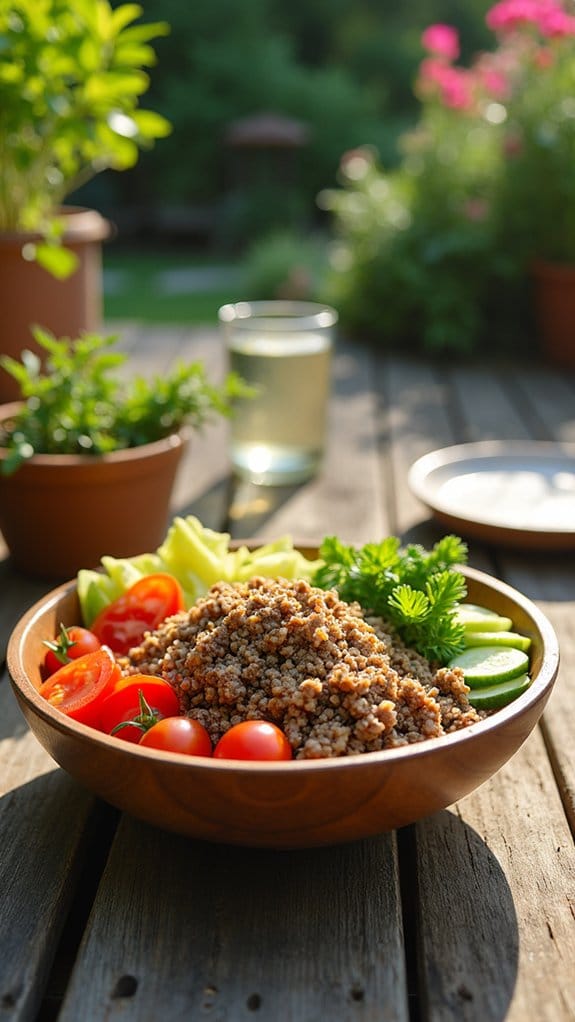 vibrant beef quinoa salad