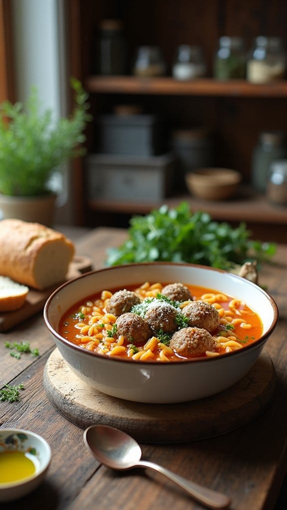 warm italian meatball soup