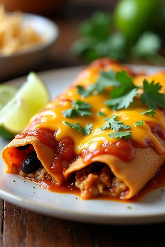 zesty chicken black bean enchiladas