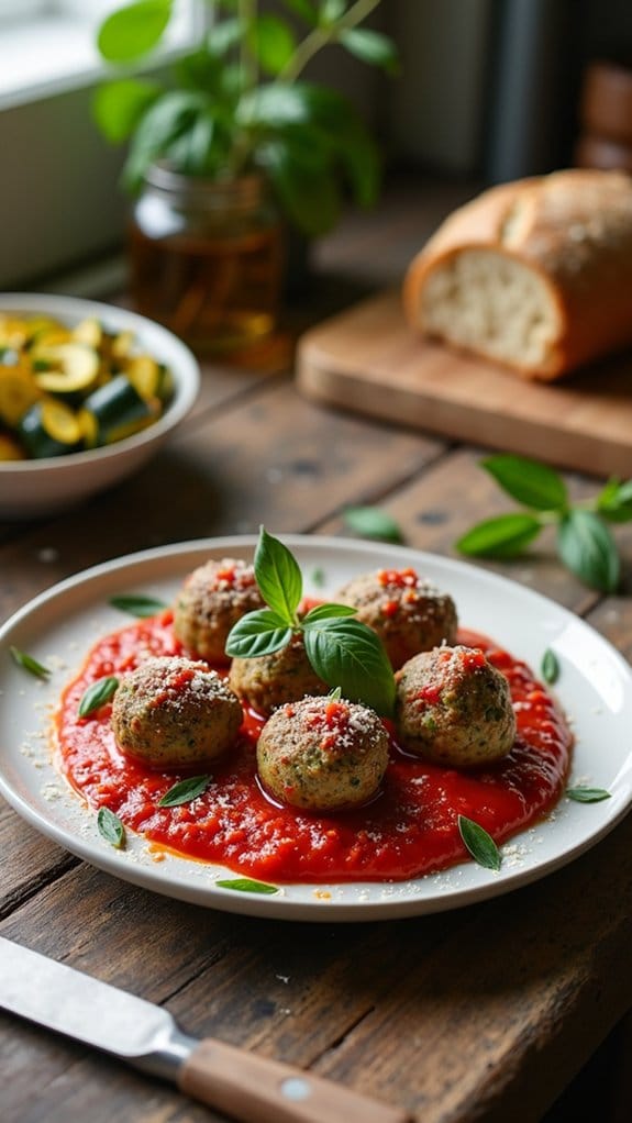 zucchini meatballs with marinara