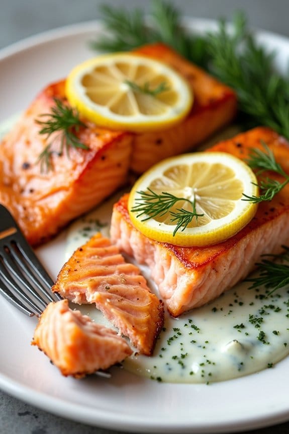 baked salmon with dill sauce
