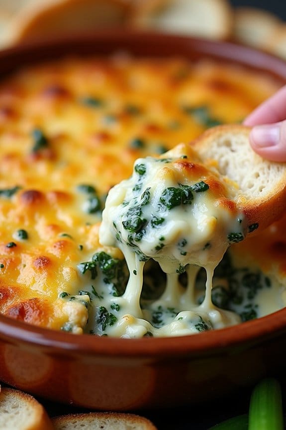 cheesy spinach artichoke dip