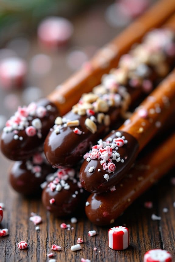 chocolate covered festive pretzels