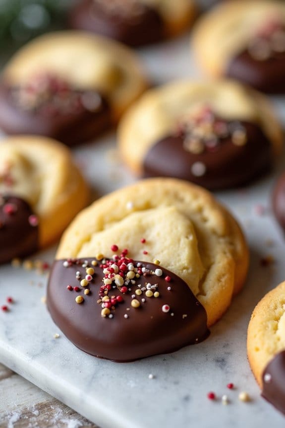 chocolate dipped holiday cookies