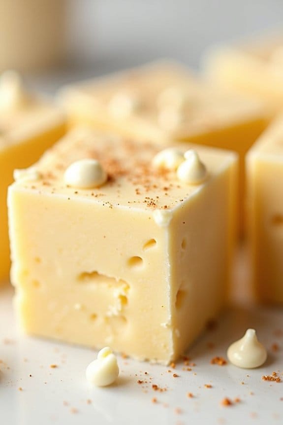creamy holiday eggnog fudge
