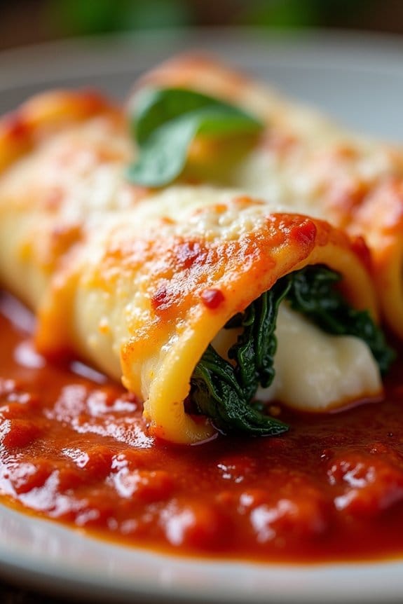 creamy spinach ricotta cannelloni