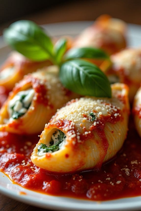 creamy spinach ricotta shells