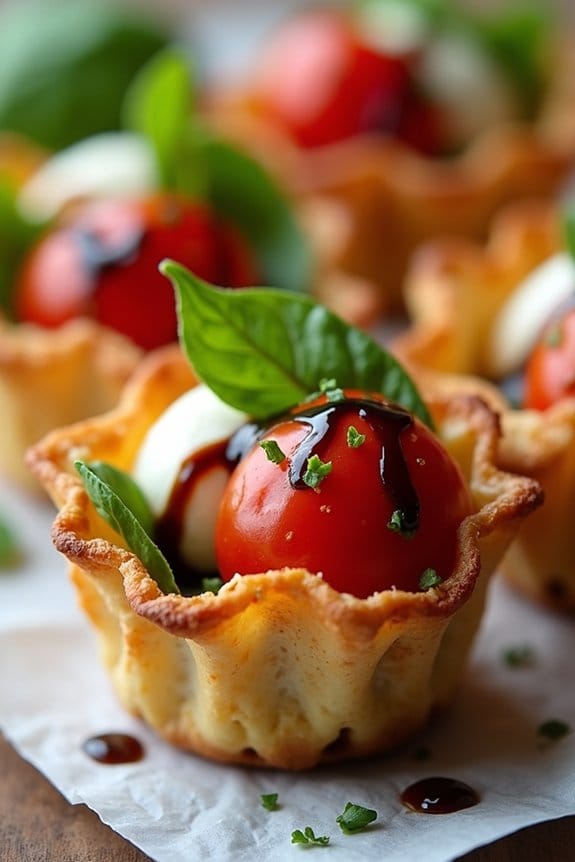 elegant phyllo caprese appetizer