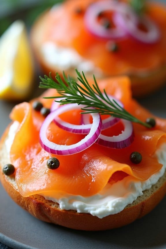 elegant smoked salmon bagels