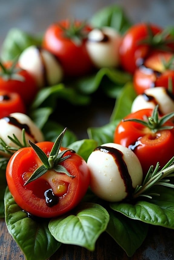 festive caprese appetizer wreath
