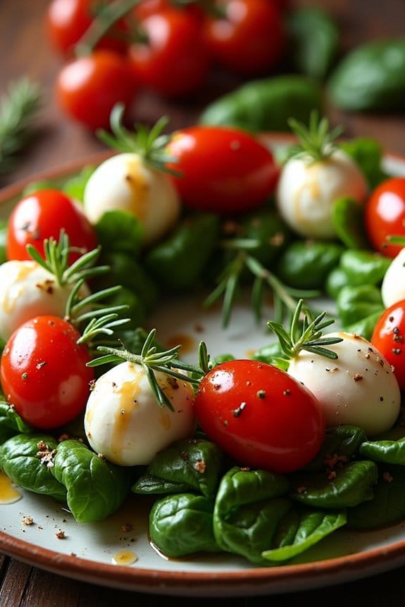 festive caprese wreath appetizer