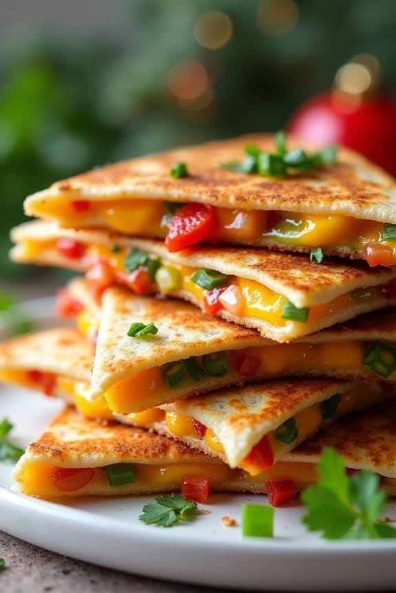 festive christmas tree quesadillas