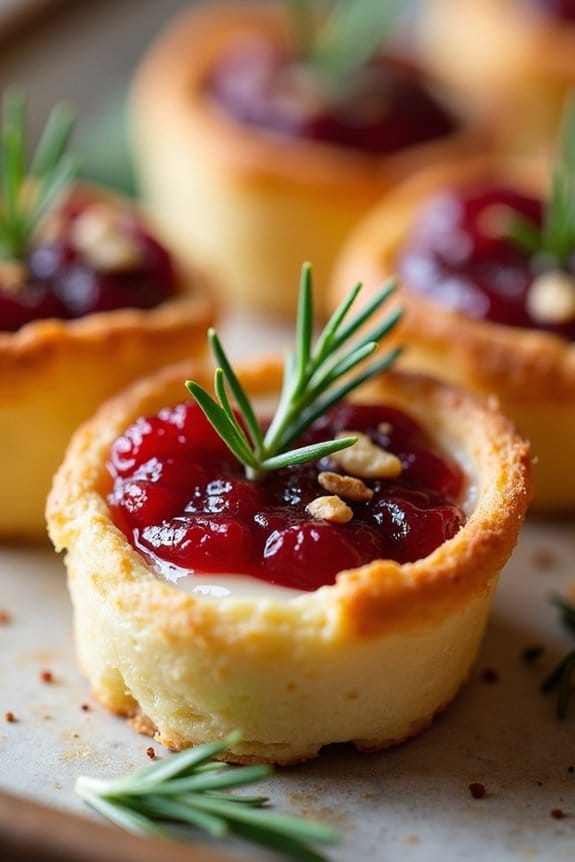 festive cranberry brie bites