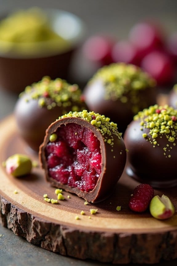 festive cranberry pistachio truffles
