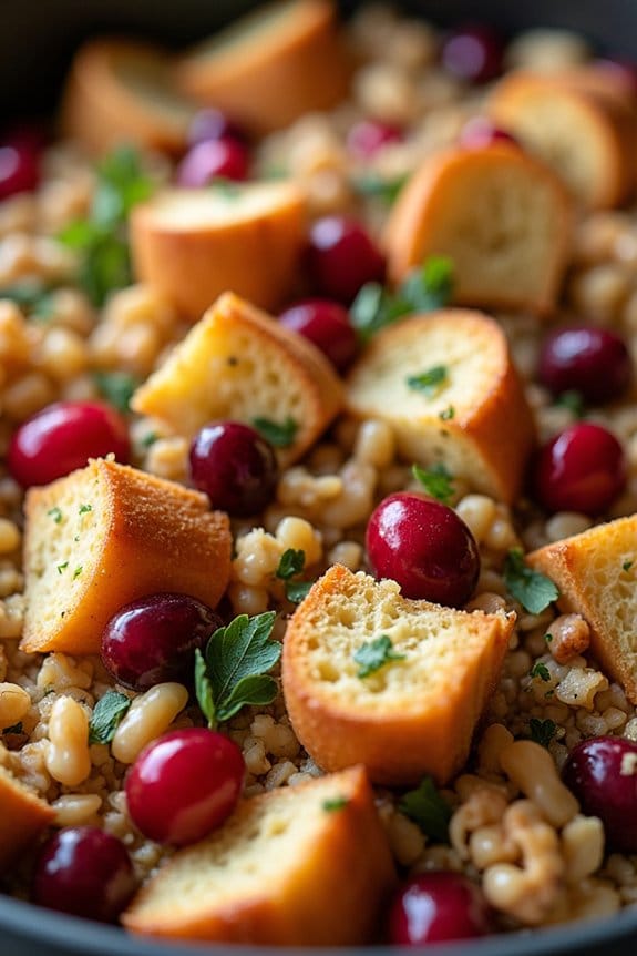 festive cranberry walnut stuffing