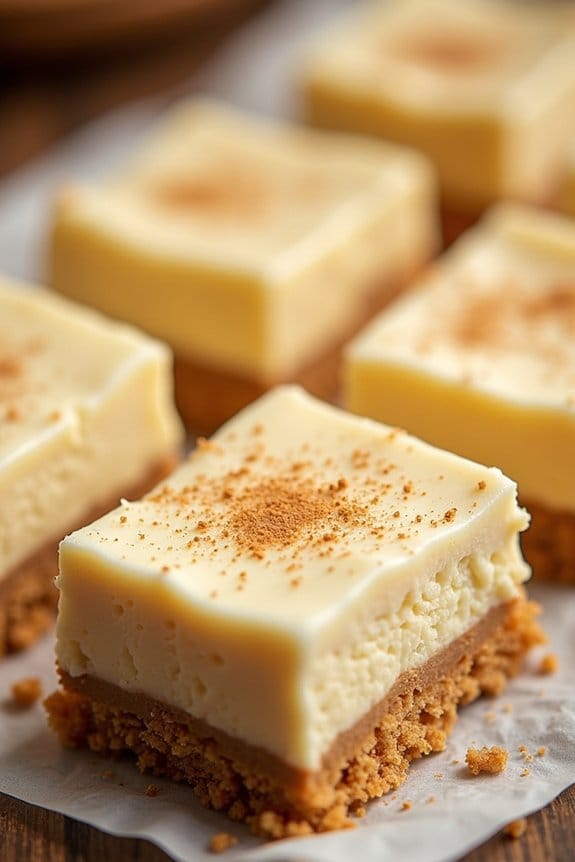 festive eggnog cheesecake bars