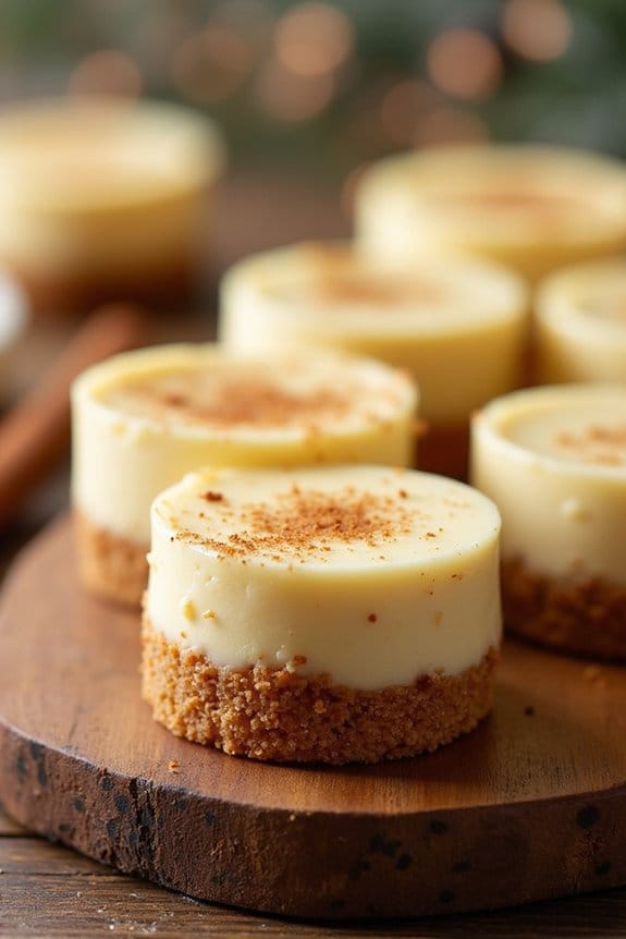 festive eggnog cheesecake bites